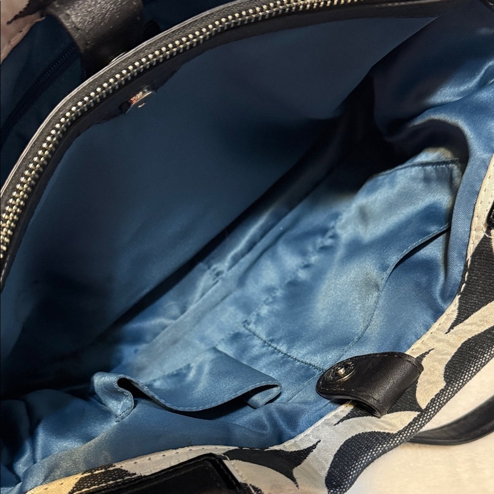 Coach Peyton Signature Canvas Carryall Shoulder Bag in Dark Denim and White - Picture 5 of 15